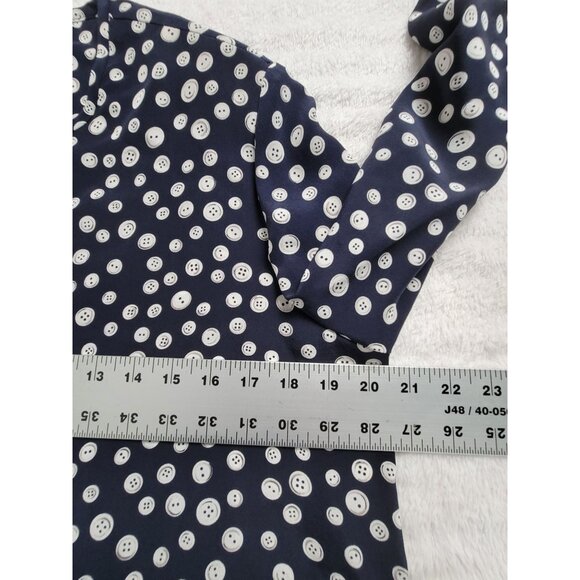 Real Clothes Saks Fifth Avenue Button Print Silk Long Sleeve Top Small New $158 - Picture 6 of 7